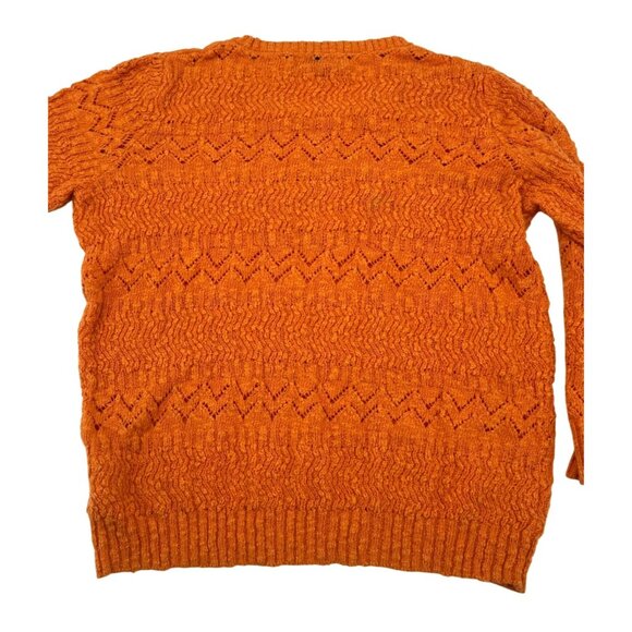 Jones New York Sport Women's Orange Textured Knit Sweater Large 3/4 Sleeves - Picture 5 of 5